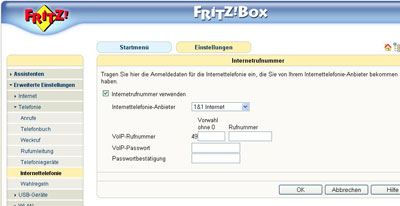 Telefonnummer an der Fritzbox einrichten